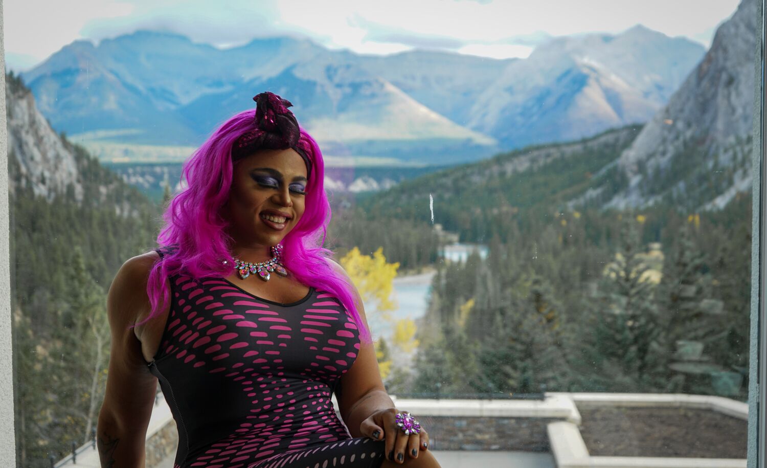 A drag queen at the Banff Springs Hotel in Banff National Park.